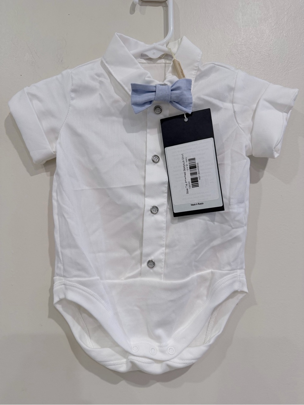 Choupette Boys Bow-Tie Attached Bodysuit-Shirt Short-Sleeve Baby